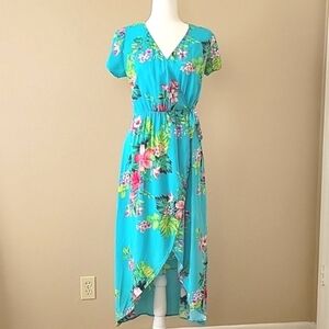 Tommy Bahama Cerulean Fleur De Flora Wrap Dress Beach Cover Up - Size Small
